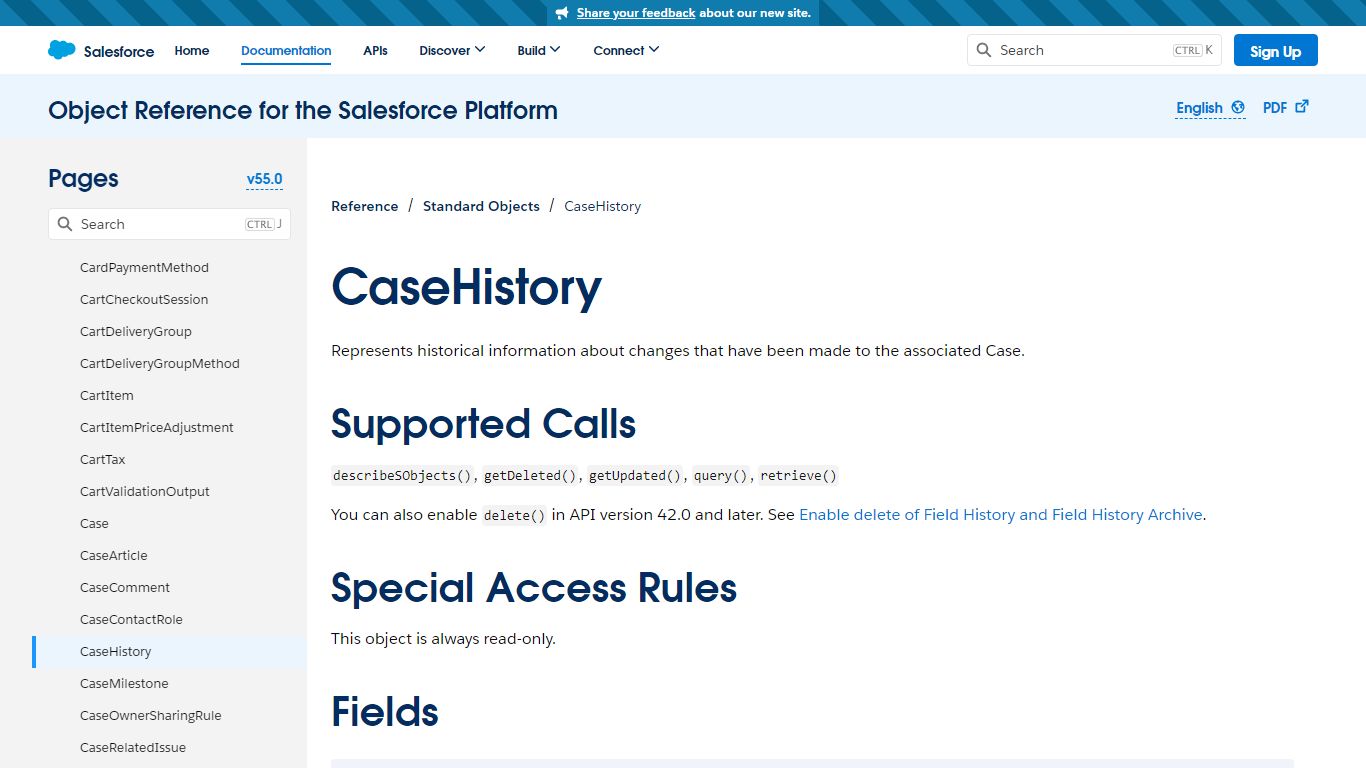 CaseHistory | Object Reference for the Salesforce Platform | Salesforce ...